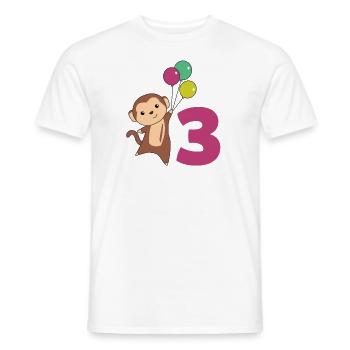 Singe Troisième anniversaire Ballons Singes Enfants - T-shirt homme - blanc - Devant - AI Model Male 178 dark (178cm)