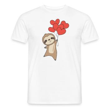 Faultier zum Valentinstag süße Tiere mit Herzen - Männer T-Shirt - Weiß - Vorne - AI Model Male 178 dark (178cm)
