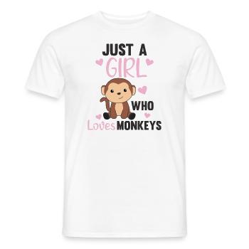 Just a girl who loves monkeys - sweet monkey - Men's T-Shirt - white - Front - AI Model Male 178 dark (178cm)