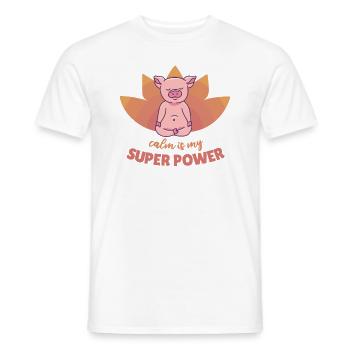 Pig Yoga cochons doux calme est mon super pouvoir - T-shirt homme - blanc - Devant - AI Model Male 178 dark (178cm)