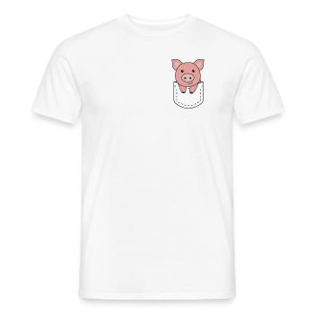 Pig in pocket cute pigs in breast pocket - Men's T-Shirt - white - Front - AI Model Male 178 dark (178cm)