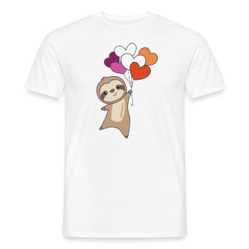 Drapeau lesbien Gay Pride LGBTQ Heart Sloth - T-shirt homme - blanc - Devant - AI Model Male 178 dark (178cm)