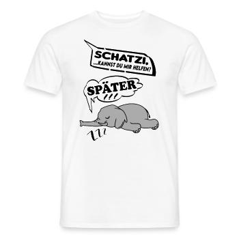 Schatzi kannst du mir helfen Elefant Help me - Männer T-Shirt - Weiß - Vorne - AI Model Male 178 dark (178cm)
