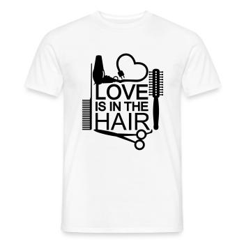 L'amour est dans les cheveux (coiffeur, 1c) - T-shirt homme - blanc - Devant - AI Model Male 178 dark (178cm)