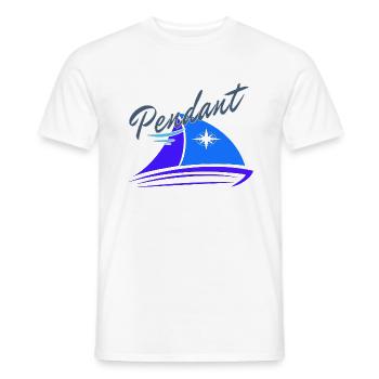 Pendant on board sailor skipper sailingboat sail - Men's T-Shirt - white - Front - AI Model Male 178 dark (178cm)