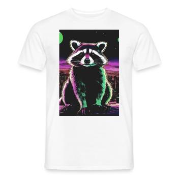 raccoon,comic,urban, watercolor, colorful,city - Men's T-Shirt - white - Front - AI Model Male 178 dark (178cm)