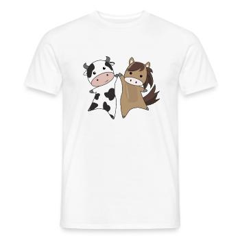 vache cheval ferme doux animaux agriculteurs agriculteur - T-shirt homme - blanc - Devant - AI Model Male 178 dark (178cm)