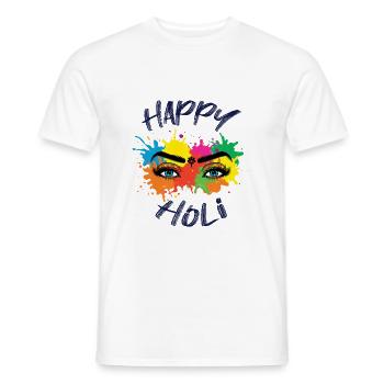 Happy Holi Festival Colorful Eye Motif - Men's T-Shirt - white - Front - AI Model Male 178 dark (178cm)