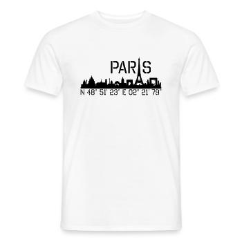 Paris coordonnées N 48 ° 51 '23' 'E 02 ° 21' 79 '' - T-shirt homme - blanc - Devant - AI Model Male 178 dark (178cm)