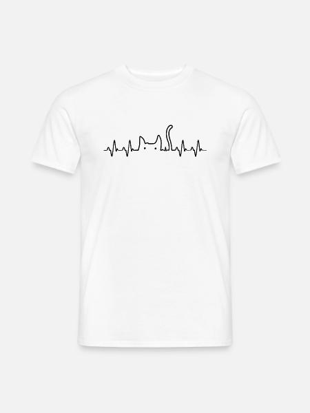 Cat Heartbeat Funny Graphic - Men's T-Shirt - white