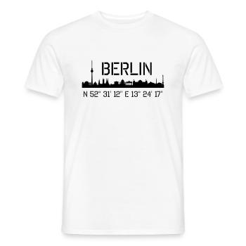 Berlin Koordinaten: N 52° 31' 12'' E 13° 24' 17'' - Männer T-Shirt - Weiß - Vorne - AI Model Male 178 dark (178cm)