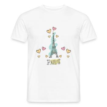 Paris France Eiffel Tower Hearts - Men's T-Shirt - white - Front - AI Model Male 178 dark (178cm)