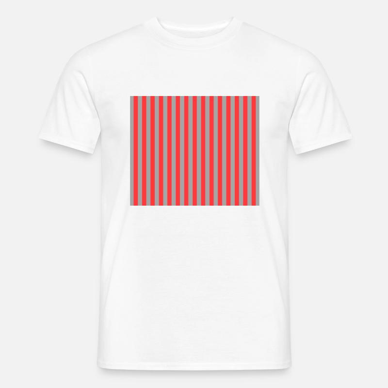 Stripes Rot Grau - Männer T-Shirt - Weiß