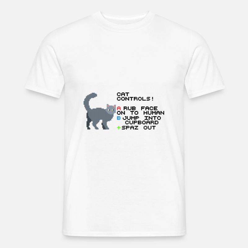 Cat Controls Pixel - Männer T-Shirt - Weiß