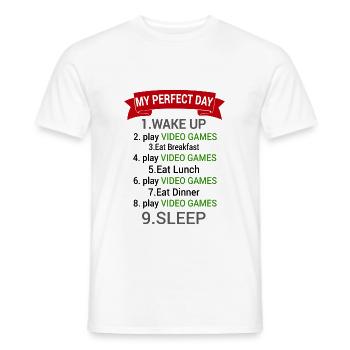 Gamer Perfect day Funny - Men's T-Shirt - white - Front - AI Model Male 178 dark (178cm)