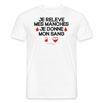 Don du Sang, Donneur de Sang, Je Donne Mon Sang - T-shirt homme - blanc - Devant - AI Model Male 178 dark (178cm)