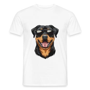 chien Rottweiler cool avec des lunettes de soleil :-) - T-shirt homme - blanc - Devant - AI Model Male 178 dark (178cm)