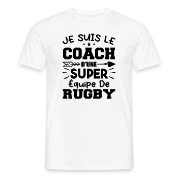 Je suis le coach d'une super équipe de rugby - T-shirt homme - blanc - Devant - AI Model Male 178 dark (178cm)