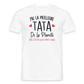 J'ai la meilleure tata de la planète - T-shirt homme - blanc - Devant - AI Model Male 178 dark (178cm)