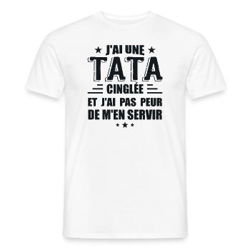 J'ai Une Tata Cinglée - T-shirt homme - blanc - Devant - AI Model Male 178 dark (178cm)