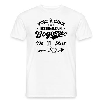 Bogosse 11 ans Cadeau Humour Anniversaire 11 ans - T-shirt homme - blanc - Devant - AI Model Male 178 dark (178cm)