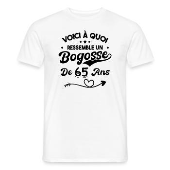 Bogosse 65 ans Cadeau Humour Anniversaire 65 ans - T-shirt homme - blanc - Devant - AI Model Male 178 dark (178cm)