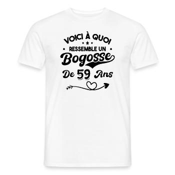 Bogosse 59 ans Cadeau Humour Anniversaire 59 ans - T-shirt homme - blanc - Devant - AI Model Male 178 dark (178cm)