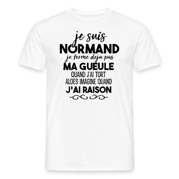 Je Suis Normand Je Ferme Déjà Pas Ma Gueule Humour - T-shirt homme - blanc - Devant - AI Model Male 178 dark (178cm)