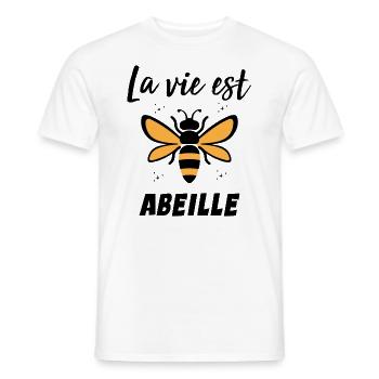 La vie est abeille - T-shirt homme - blanc - Devant - AI Model Male 178 dark (178cm)