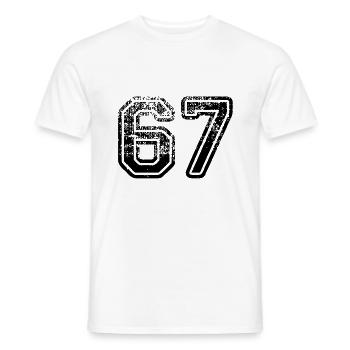 67 - Men's T-Shirt - white - Front - AI Model Male 178 dark (178cm)