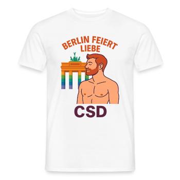 Berlin feiert Liebe CSD Mann - Männer T-Shirt - Weiß - Vorne - AI Model Male 178 dark (178cm)