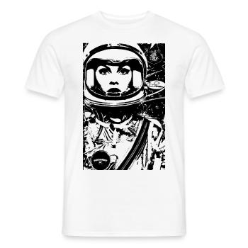 ASTRONAUTIN ASTRONAUT FRAU FRAUENPOWER STENCIL - Männer T-Shirt - Weiß - Vorne - AI Model Male 178 dark (178cm)