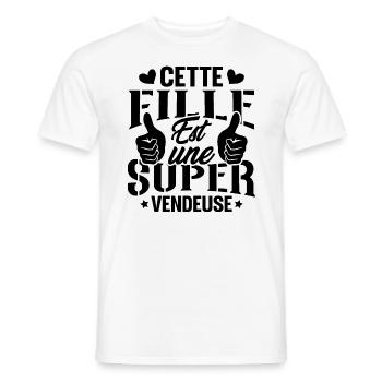 Cette Fille Est Une Super Vendeuse - T-shirt homme - blanc - Devant - AI Model Male 178 dark (178cm)