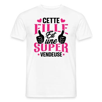 Cette Fille Est Une Super Vendeuse - T-shirt homme - blanc - Devant - AI Model Male 178 dark (178cm)