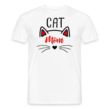 Cat Mom Heart Nose Ears and Whiskers - Men's T-Shirt - white - Front - AI Model Male 178 dark (178cm)