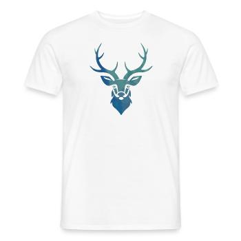 Bois de cerf chasseur de forêt tête de cerf bois de cerf - T-shirt homme - blanc - Devant - AI Model Male 178 dark (178cm)