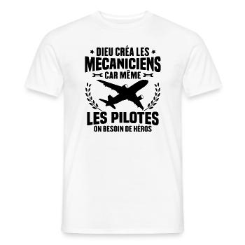 Cadeau humour mécanicien d'avion - T-shirt homme - blanc - Devant - AI Model Male 178 dark (178cm)