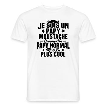 Un papy moustache comme un papy normal - T-shirt homme - blanc - Devant - AI Model Male 178 dark (178cm)