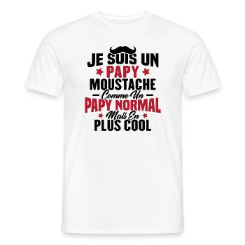 Un papy moustache comme un papy normal - T-shirt homme - blanc - Devant - AI Model Male 178 dark (178cm)