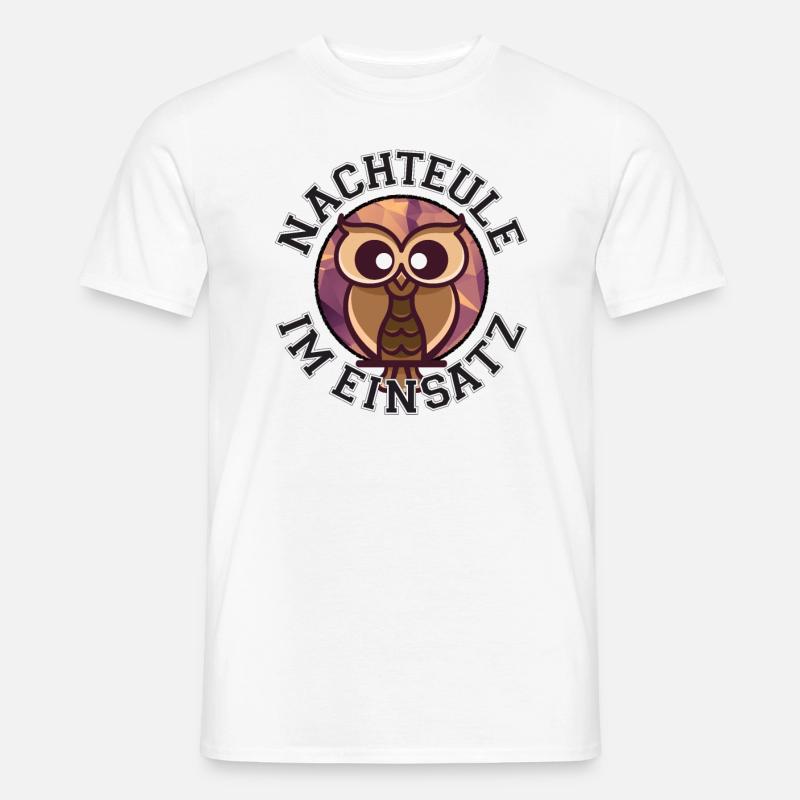 Nachteule im Einsatz Nachtdienst Eule - Männer T-Shirt - Weiß