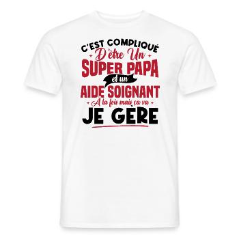 Un super papa et un aide soignant - T-shirt homme - blanc - Devant - AI Model Male 178 dark (178cm)