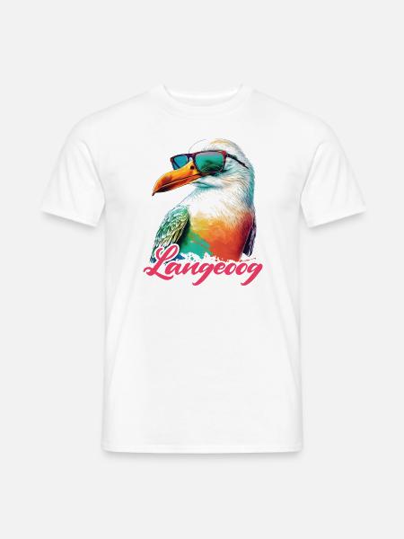 Langeoog Urlaub coole bunte Möwe mit Sonnenbrille - Männer T-Shirt - Weiß