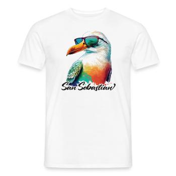 Vacances à Saint-Sébastien Mouette colorée avec des lunettes de soleil - T-shirt homme - blanc - Devant - AI Model Male 178 dark (178cm)