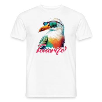 Tenerife Urlaub coole bunte Möwe mit Sonnenbrille - Männer T-Shirt - Weiß - Vorne - AI Model Male 178 dark (178cm)