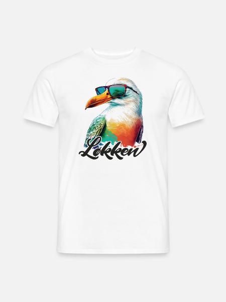 Loecken Urlaub coole bunte Möwe mit Sonnenbrille - Männer T-Shirt - Weiß