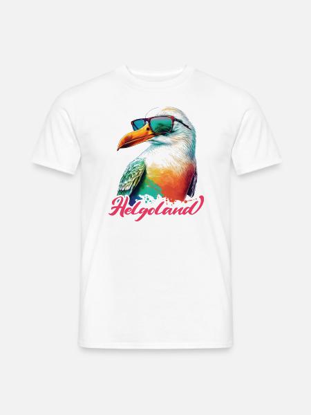 Helgoland Urlaub coole bunte Möwe mit Sonnenbrille - Männer T-Shirt - Weiß