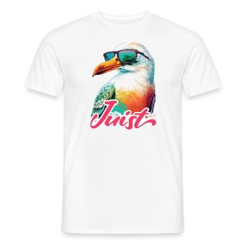 Juist holiday cool colorful seagull with sunglasses - Men's T-Shirt - white - Front - AI Model Male 178 dark (178cm)