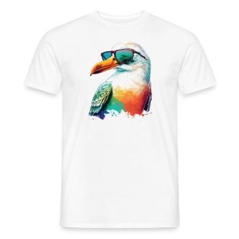 Mouette de couleur fraîche avec lunettes de soleil Vacances d’été - T-shirt homme - blanc - Devant - AI Model Male 178 dark (178cm)