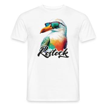 Rostock holiday cool colorful seagull with sunglasses - Men's T-Shirt - white - Front - AI Model Male 178 dark (178cm)