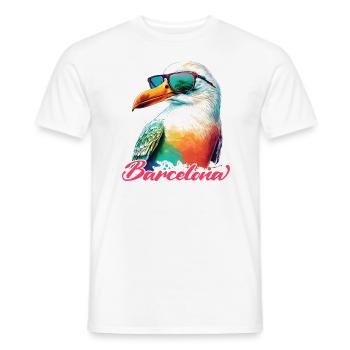 Barcelone Espagne Vacances Mouette avec lunettes de soleil - T-shirt homme - blanc - Devant - AI Model Male 178 dark (178cm)